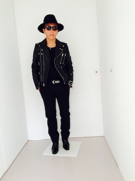 「N.HOOLYWOOD」｜「アイテム（ライダースジャケット）」を使った、ハッピーマンさん（メンズ・168cm）の秋コーディネート