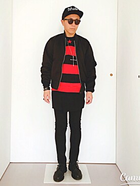 「N.HOOLYWOOD（N.ハリウッド）のアイテム（ミリタリージャケット）」を使った、ハッピーマンさん（メンズ・168cm）の冬コーディネート