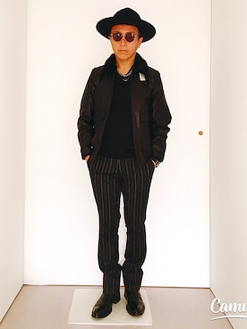 「N.HOOLYWOOD（N.ハリウッド）のアイテム（ミリタリージャケット）」を使った、ハッピーマンさん（メンズ・168cm）の冬コーディネート