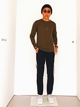 「N.HOOLYWOOD」｜「アイテム（ニットキャップ/ビーニー）」を使った、ハッピーマンさん（メンズ・168cm）の秋コーディネート