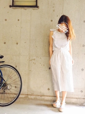 「DazyClair（デイジークレア）のアイテム（オールインワン・サロペット）」を使った、sabaさん（レディース・155cm）の夏コーディネート