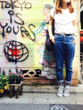 「マムジーンズ」｜sabaさん（レディース・155cm）の夏コーディネート