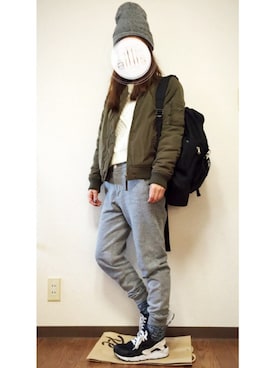 「air huarache」｜sabaさん（レディース・155cm）の冬コーディネート