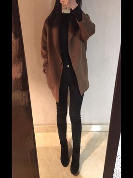 「STUART WEITZMAN（スチュアートワイツマン）のアイテム（ブーティ）」を使った、noirrrrrさん（レディース・168cm）の冬コーディネート