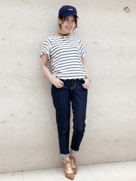 「archives（アルシーヴ）のアイテム（キャップ）」を使った、AYA0119さん（レディース・162cm）の夏コーディネート