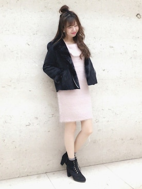 「archives（アルシーヴ）のアイテム（ライダースジャケット）」を使った、AYA0119さん（レディース・161cm）の秋コーディネート
