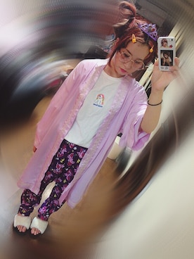 「原宿系」｜「アイテム（その他アウター）」を使った、AIPANDAさん（レディース・153cm）の夏コーディネート