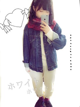 「w closet」｜「アイテム（デニムジャケット）」を使った、m a ○さん（レディース・153cm）の秋コーディネート