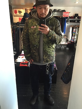 「DUPPIES（ダッピーズ）のアイテム（その他アウター）」を使った、OHAさん（メンズ・177cm）の冬コーディネート