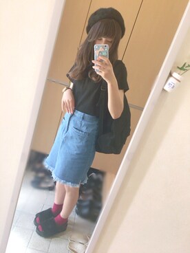「黒リュック」｜「アイテム（ハンチング/ベレー帽）」を使った、❥❥Naaさん（レディース・157cm）の秋コーディネート
