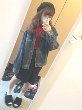 「黒リュック」｜「アイテム（デニムジャケット）」を使った、❥❥Naaさん（レディース・158cm）の秋コーディネート