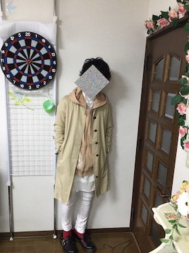 「花見」｜「アイテム（ステンカラーコート）」を使った、ぴーちゃんさん（メンズ・171cm）の春コーディネート