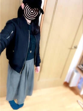 「エムエーワン」｜「アイテム（ブルゾン）」を使った、くろさん（レディース・160cm）の冬コーディネート