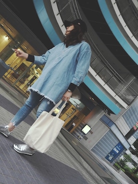 「カットオフ」｜「アイテム（ワンピース/ドレス）」を使った、ふじっこ。さん（レディース・160cm）の夏コーディネート