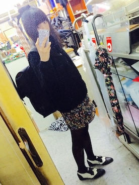 「花柄 スカート」｜ちゃんあきさん（レディース・153cm）の冬コーディネート