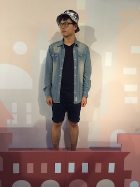 「漁夫帽（キャップ、その他）」を使った、馬克菜さん（メンズ・170cm）の夏コーディネート