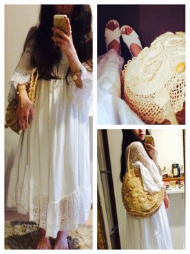 「And A（アンドエー）のバックストラップウエッジサンダル (FABIO RUSCONI)（サンダル、ホワイト系）」を使った、meymyrさん（レディース・154cm）の夏コーディネート