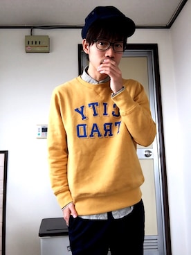 「スウェット×シャツ」｜よっしーさん（メンズ・171cm・20代）の春コーディネート