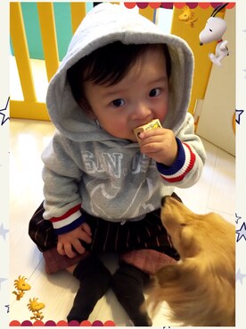 「フード」｜☆RandM☆さん（キッズ・80cm）の冬コーディネート