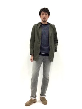 「乱痴気（ランチキ）のアイテム（その他アウター）」を使った、abuさん（メンズ・181cm）の春コーディネート