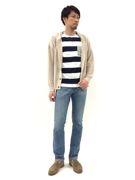 「BASECONTROL（ベースコントロール）のアイテム（トップス）」を使った、abuさん（メンズ・181cm）の春コーディネート