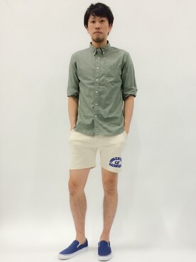 「ベーシックシャツ」｜abuさん（メンズ・181cm）の春コーディネート