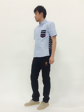 「BASECONTROL（ベースコントロール）のアイテム（トップス）」を使った、abuさん（メンズ・181cm）の春コーディネート