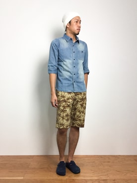「PORTER（ポーター）のアイテム（帽子）」を使った、abuさん（メンズ・181cm）の夏コーディネート