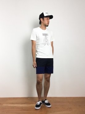 「AZUL by moussy（アズールバイマウジー）のアイテム（キャップ）」を使った、abuさん（メンズ・181cm）の夏コーディネート