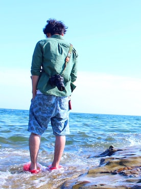 「オリーブ」｜「アイテム（財布/小物）」を使った、h1xxさん（メンズ・165cm）の夏コーディネート