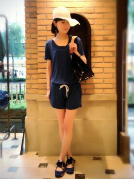 「journal standard L'essage（ジャーナルスタンダードレサージュ）のアイテム（つなぎ/オールインワン）」を使った、journal standard Le'ssage　本社スタッフさん（レディース・165cm）の夏コーディネート