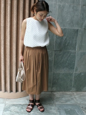 「膝丈スカート」｜journal standard Le'ssage　本社スタッフさん（レディース・165cm）の夏コーディネート