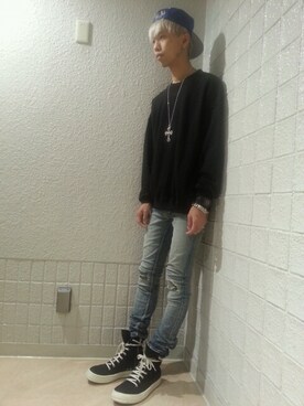 「DRKSHDW by RICK OWENS（ダークシャドウ バイ リックオウエンス）のアイテム」を使った、にしおさん（メンズ・180cm）の秋コーディネート
