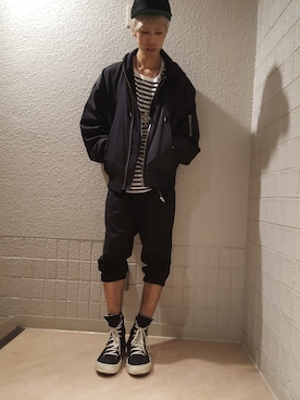 「DRKSHDW by RICK OWENS（ダークシャドウ バイ リックオウエンス）のアイテム」を使った、にしおさん（メンズ・180cm）の冬コーディネート