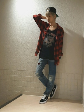 「KaneZ（ケインズ）のアイテム」を使った、にしおさん（メンズ・180cm）の夏コーディネート