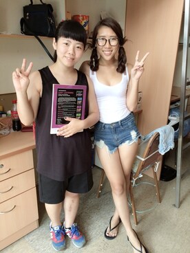 「アイテム（ジャージ）」を使った、ZhiLinさん（レディース・155cm・10代）の秋コーディネート