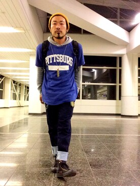 「ベレー帽推奨委員会」｜「アイテム（ニットキャップ/ビーニー）」を使った、歌右衛門さん（メンズ・169cm）の秋コーディネート