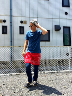 「アイテム（バンダナ/スカーフ）」を使った、B.Vさん（メンズ・174cm・20代）の夏コーディネート