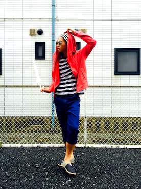 「YEVS（イーブス）のアイテム（パーカー）」を使った、B.Vさん（メンズ・174cm）の秋コーディネート