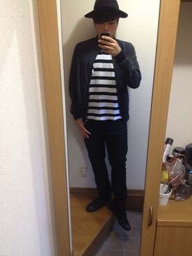 「GLOBAL WORK（グローバルワーク）のフェルトロングブリムハット/705078（ハット）」を使った、juliyaさん（メンズ・183cm）の冬コーディネート