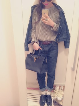 「デニム オン デニム」｜「アイテム（ハンドバッグ）」を使った、ntk !さん（レディース・156cm）の秋コーディネート