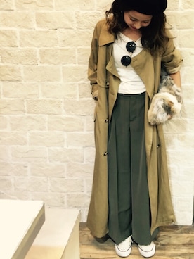 「オールスター」｜「アイテム（トレンチコート）」を使った、ntk !さん（レディース・156cm）の秋コーディネート