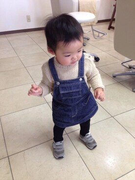 「COMME CA ISM（コムサイズム）のアイテム（オールインワン・サロペット）」を使った、a__yaさん（キッズ・80cm）の冬コーディネート
