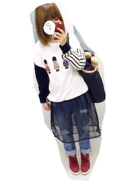 「LOST & FOUND（ロストアンドファウンド）のアイテム」を使った、てぃさん（レディース・152cm）の秋コーディネート