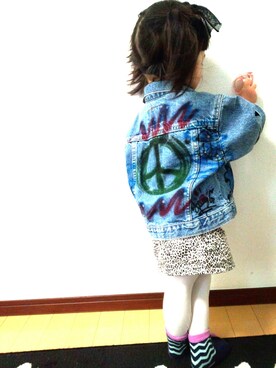 「ハグマグ」｜「アイテム（デニムジャケット）」を使った、みっちゃんさん（キッズ・90cm）の冬コーディネート