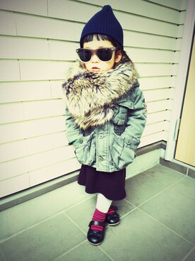 「babygap」｜「アイテム（バレエシューズ）」を使った、みっちゃんさん（キッズ・90cm）の冬コーディネート