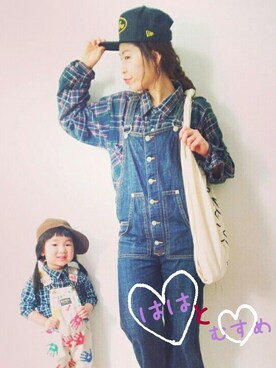 「ハグマグ」｜「アイテム（オールインワン・サロペット）」を使った、みっちゃんさん（キッズ・90cm）の春コーディネート
