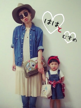 「Lee（リー）のアイテム（Tシャツ/カットソー）」を使った、みっちゃんさん（キッズ・90cm）の春コーディネート