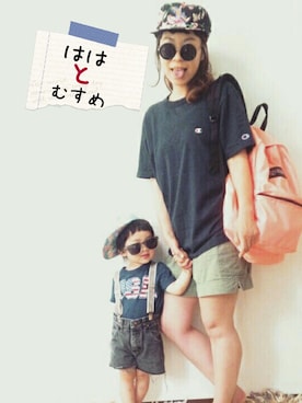 「アイテム（サングラス、ブラック系）」を使った、みっちゃんさん（キッズ・90cm）の春コーディネート