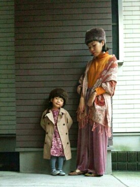「koe（コエ）のアイテム（ジャケット/アウター）」を使った、みっちゃんさん（キッズ・90cm）の秋コーディネート